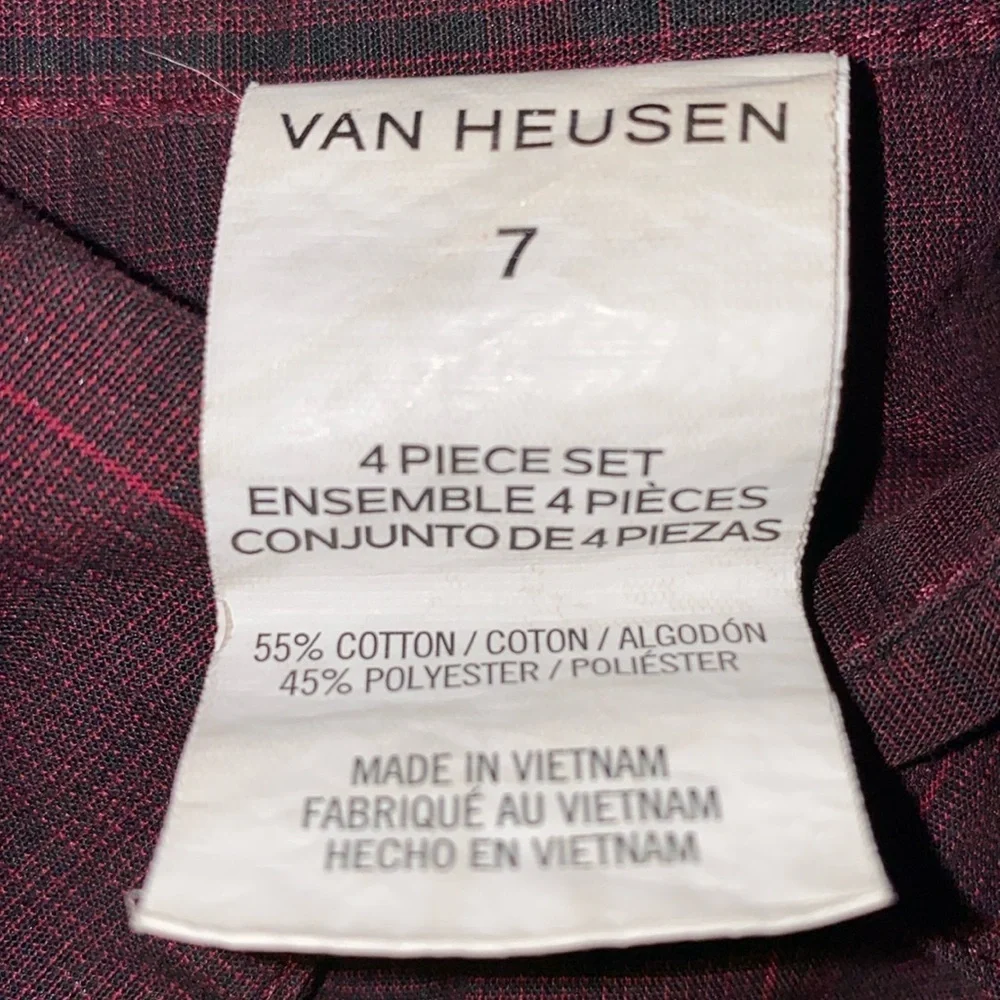 VAN HEUSEN 3 piece suit set vest pull on pants  long sleeve button down size 7-8
